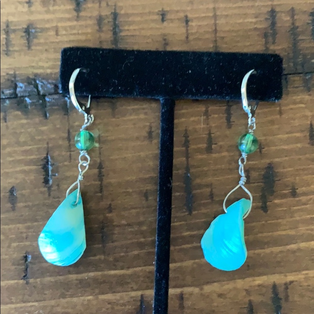 Turquoise Blue Shell Earrings